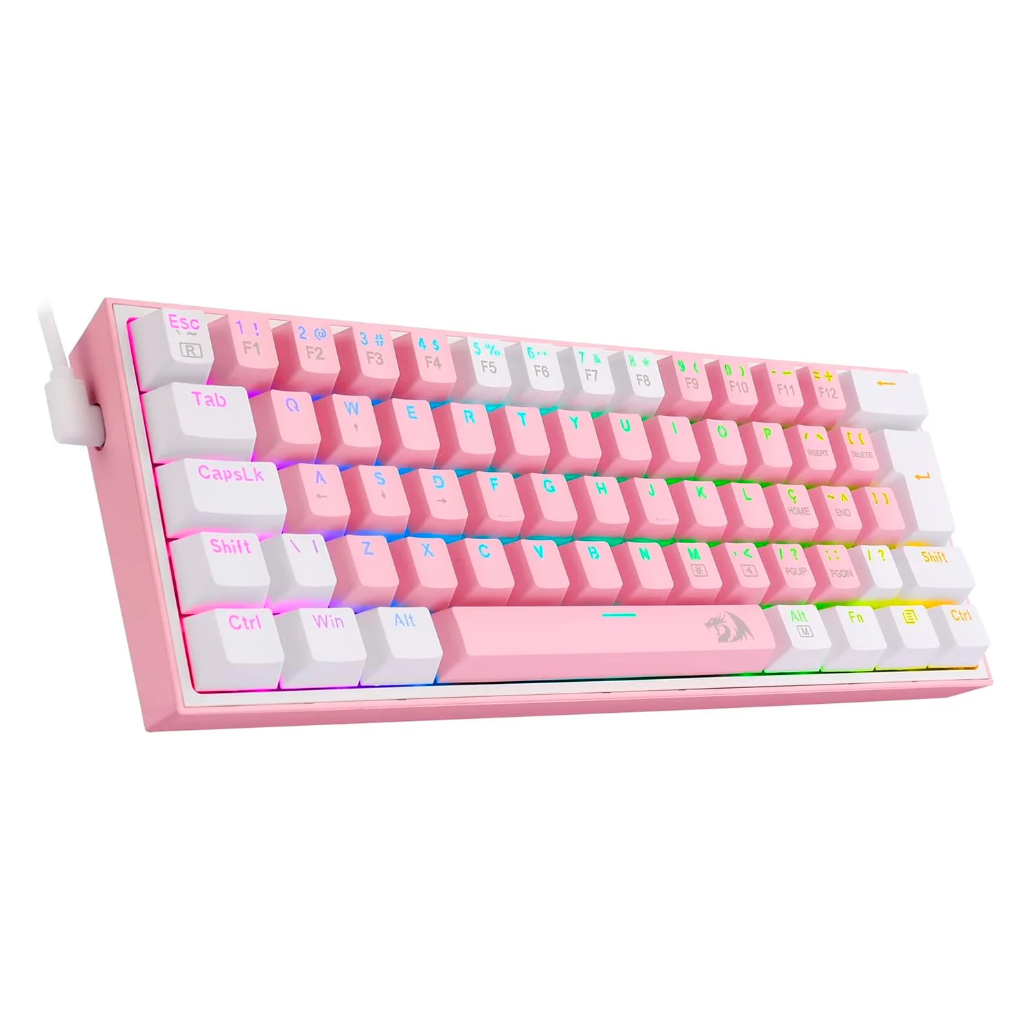 teclado-gamer-redragon-fizz-k617-rgb-usb-c-rosa-e-branco-1312799-04278 Teclado para juegos Redragon Fizz K617 RGB USB-C - Rosa y blanco - Imagen 1